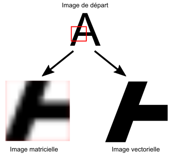 Imagen matricial/raster y vector.\label{fig:matVec}