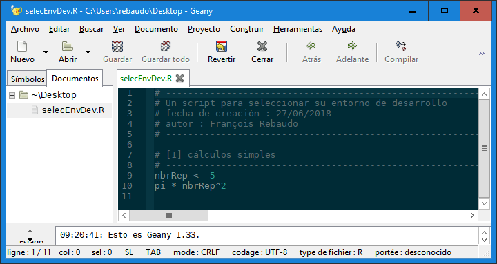 Captura de pantalla de Geany en Windows: cambiar esquema de color.\label{fig:screenCapGeany03}