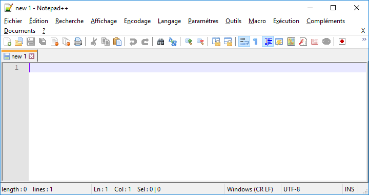 Captura de pantalla de Notepad++ en Windows: pantalla por defecto.\label{fig:screenCapNpp01}