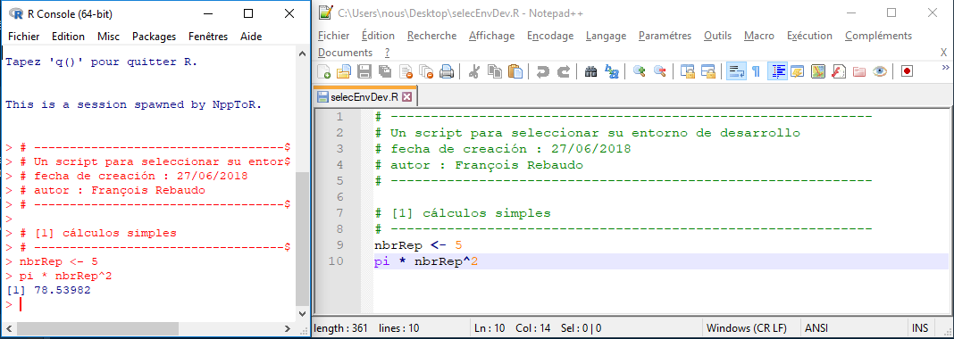 Captura de pantalla de Notepad++ en Windows: la consola con F8.\label{fig:screenCapNpp03}